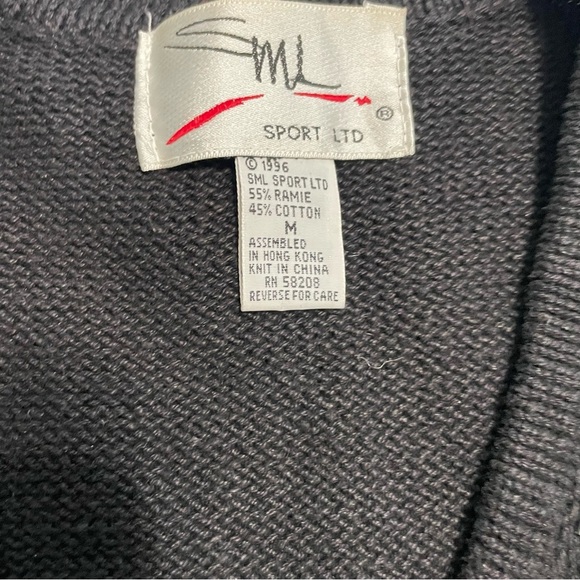 Vintage 90s SML Sport Black Knit Vest M Beaded Sequin Embellished Ramie Cotton - Picture 8 of 11